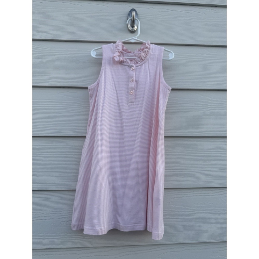 Serendipity By Shrimp And Grits Girls Striped Dress Pink & White Size M (5-6)